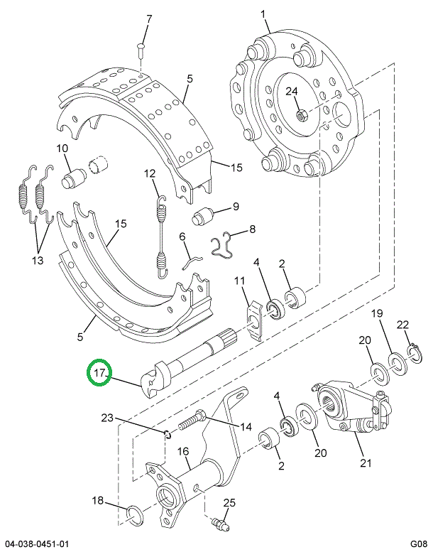 2210X8604 Camshaft, Brake s Cam Left, Re