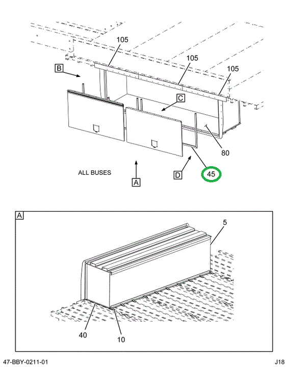 2211884C3 Seal, Luggage Box Door, Bus, 8