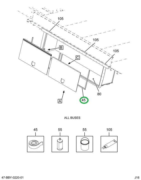 2211886C3 Seal, Luggage Box Door, Bus, 6