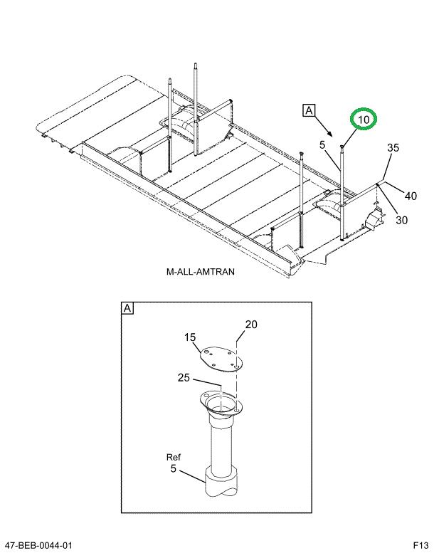 2212186C91 STANCHION  STEEL  FOOT ASSEMBL