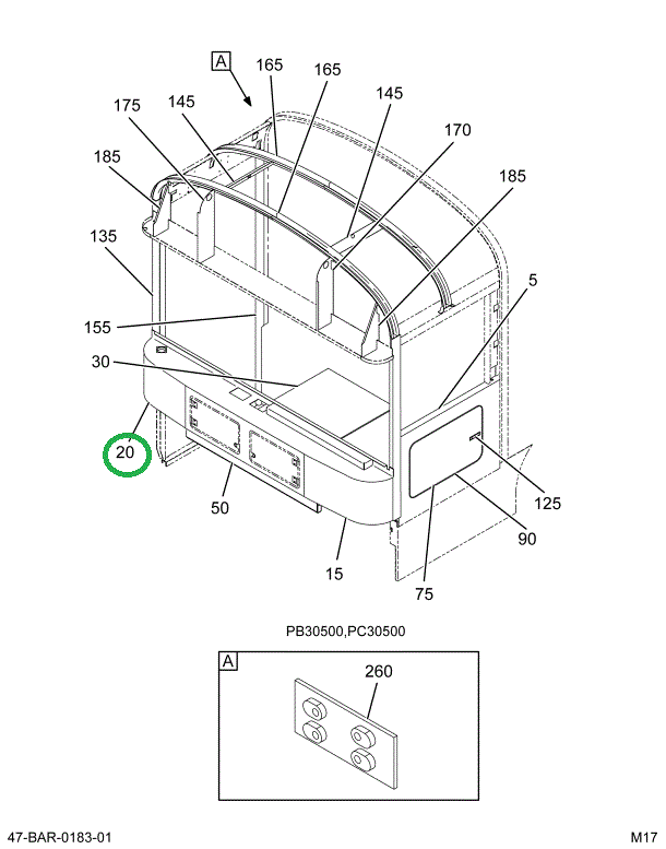 2212690C2 PANEL , COWL R BOT W/ MIR HOLE