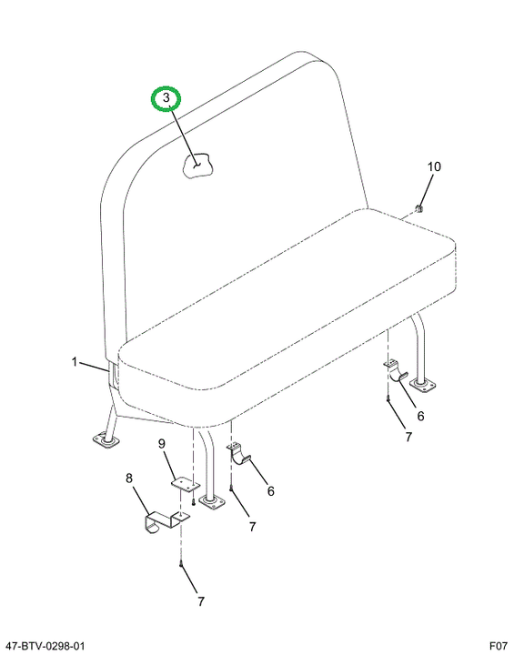 2216275C2 Foam, Seat Back, Bus, Left