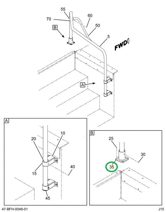 2220249C1 Hand- Rail, Entrance Foot 1-1/