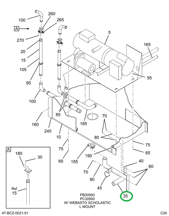 2220299C2 PIPE  EXHAUST  HEATER L W/26 O