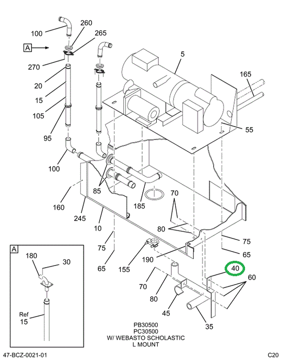 2220309C1 Support, Exhaust Heater