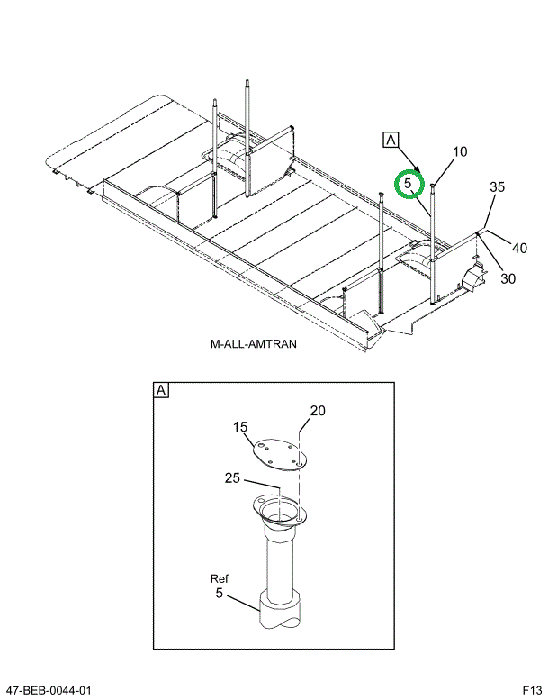 2220371C91 Stanchion, Steel Padded With F