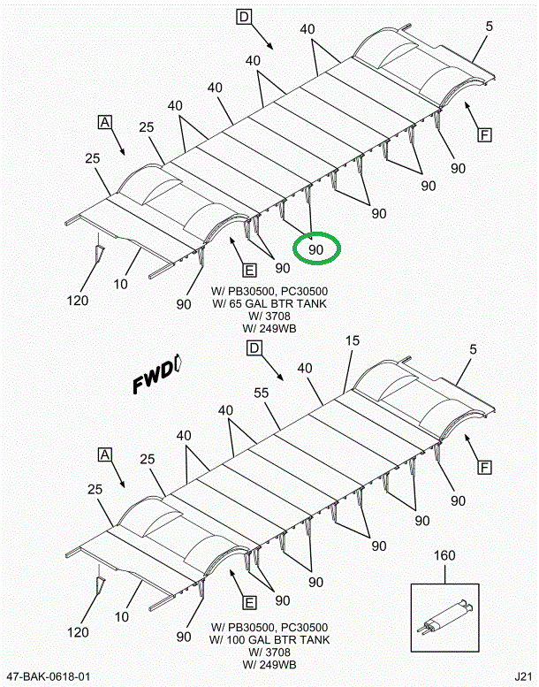 2225250C2 BRACE, BUS BODY, SKIRT 28 IN R