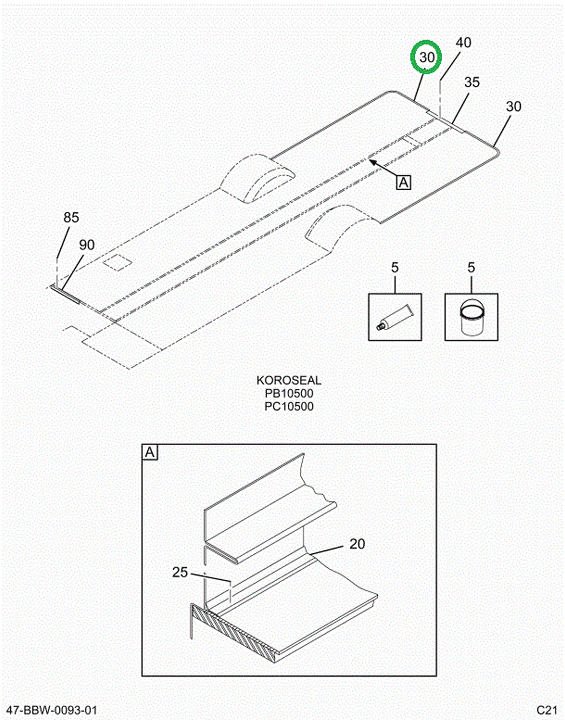 2225390C1 Moulding, Rubber Davenport Top