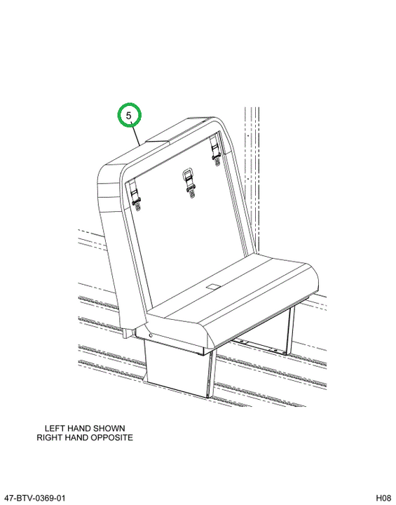 2228510C91 Seat, 4- Leg L 3pt 39 Inch 42p