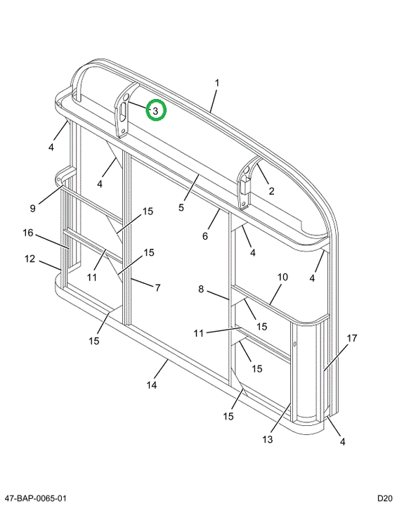 2229036C3 Brace Assembly Rear L Flush Ev
