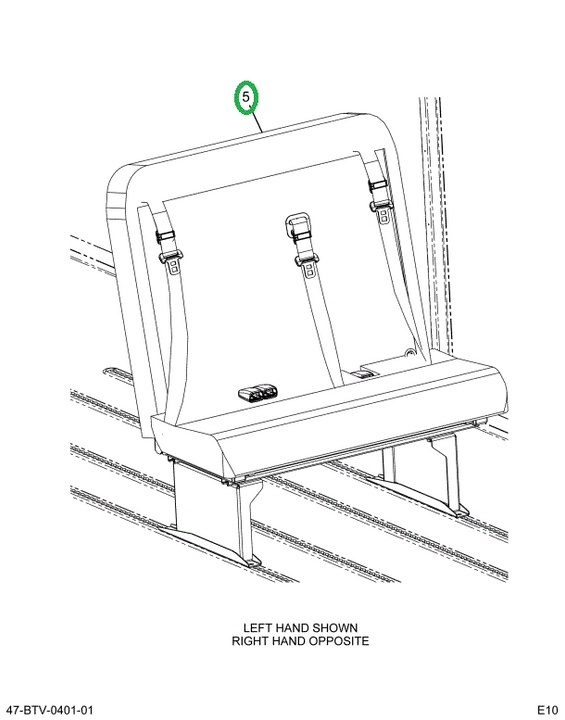 2229168C92 Seat, Left Hand 3pt 39 4leg Tr