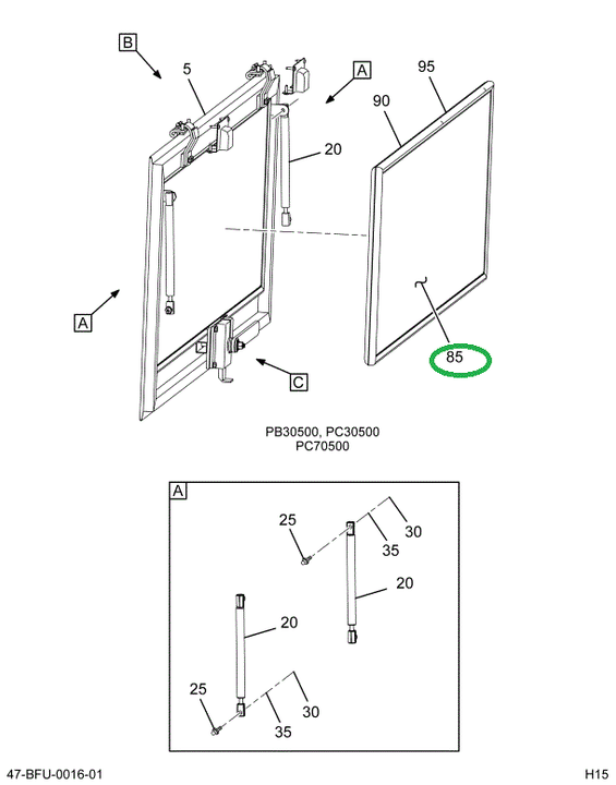 2230057C1 Glass, Laminated Kit, Rear Eme