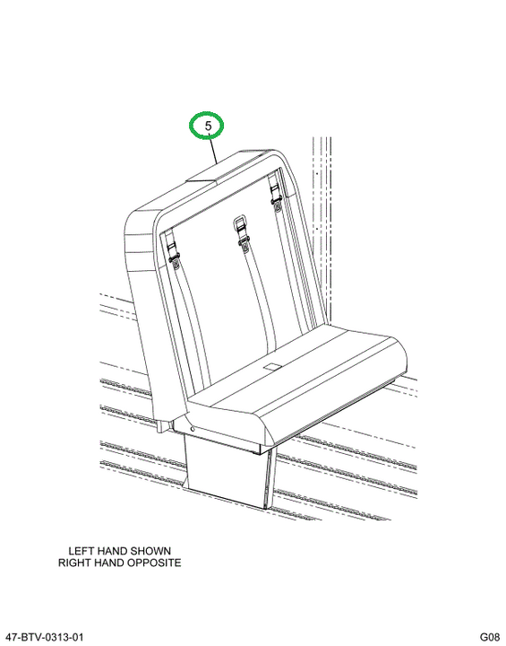 2230862C91 Seat, Left Hand 3pt 39 2leg Wa
