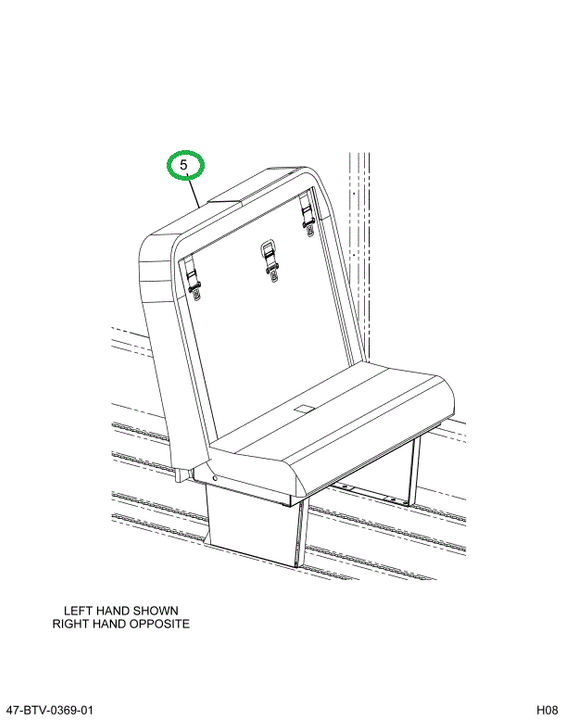 2230880C91 Seat, 4- Leg L 3pt 39 Inch 42k