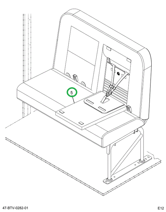 2232070C92 Seat, Right Hand Cr 39 2leg Wa