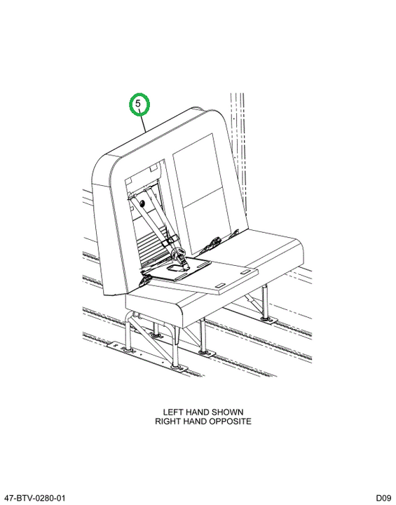 2232154C92 Seat, Right Hand Cr 39 6leg Tr