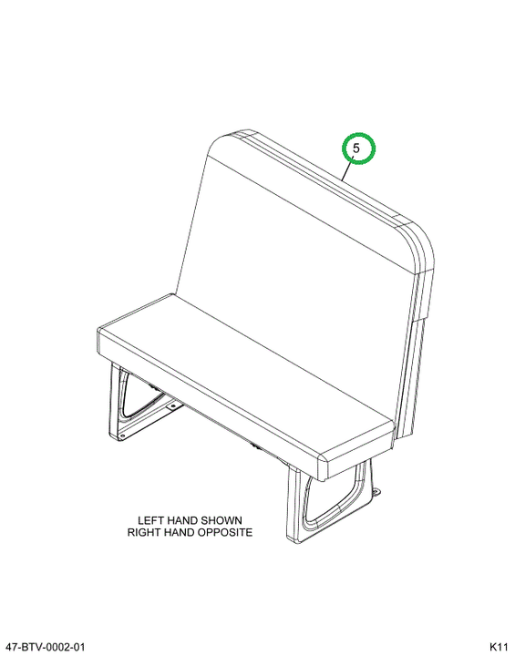 2233129C91 Seat, Left Hand 3pt 45 4leg Wa