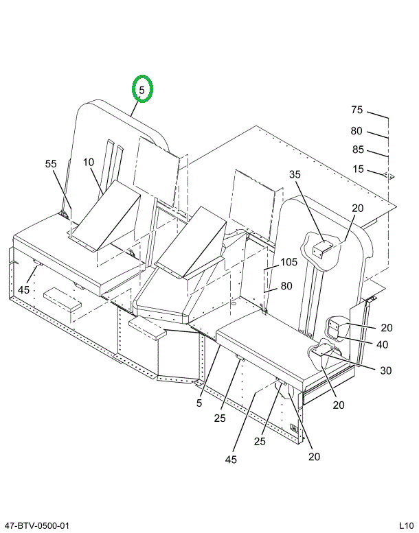 2236054C91 Seat Davenport With Belts 42ke