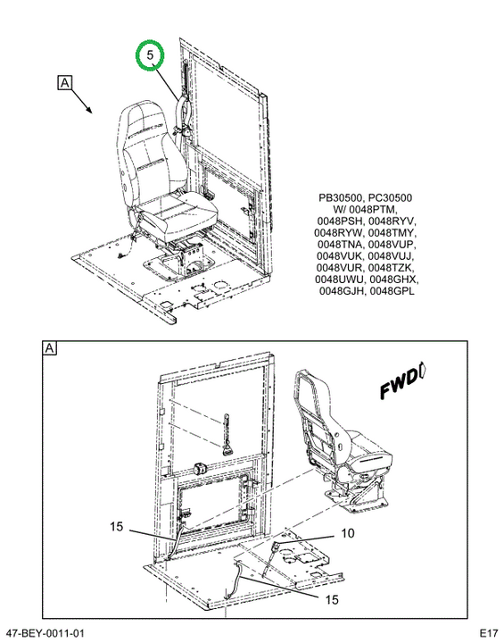 2236825C1 Belt Driver Seat Inc 3pt W/ele