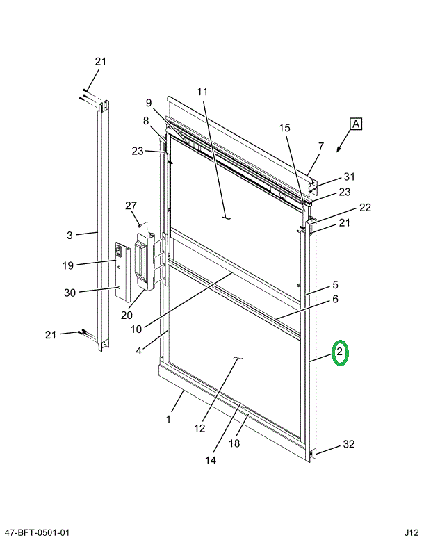 2237234C2 EXTRUSION, ALUMINUM , VERT OUT