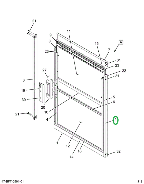 2237234C2 EXTRUSION, ALUMINUM , VERT OUT