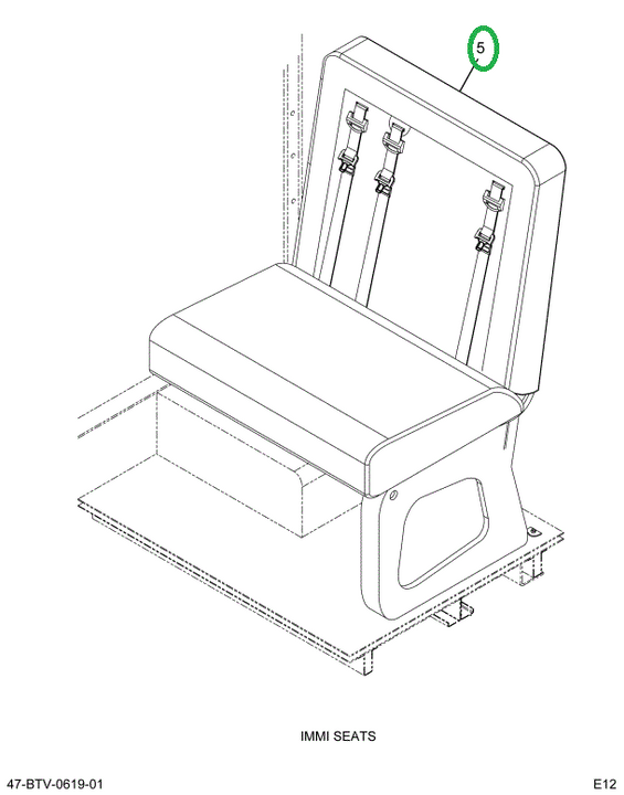 2237714C93 Seat, Right Hand, Bus Body, As
