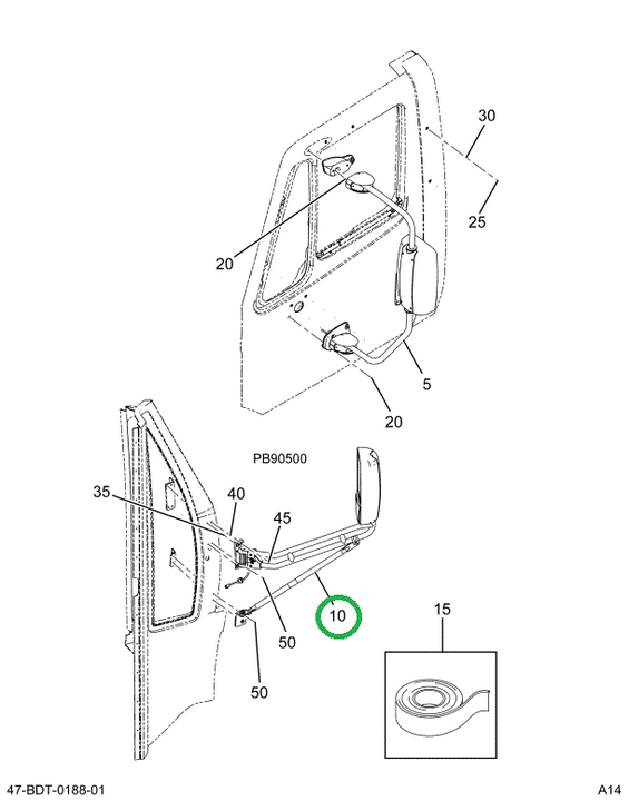 2239135C93 Mirror, Rearview, Ext Rosco Bk