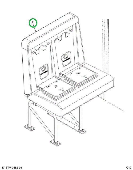 2239391C92 Seat, Left Hand, Cr 39 4leg Wa