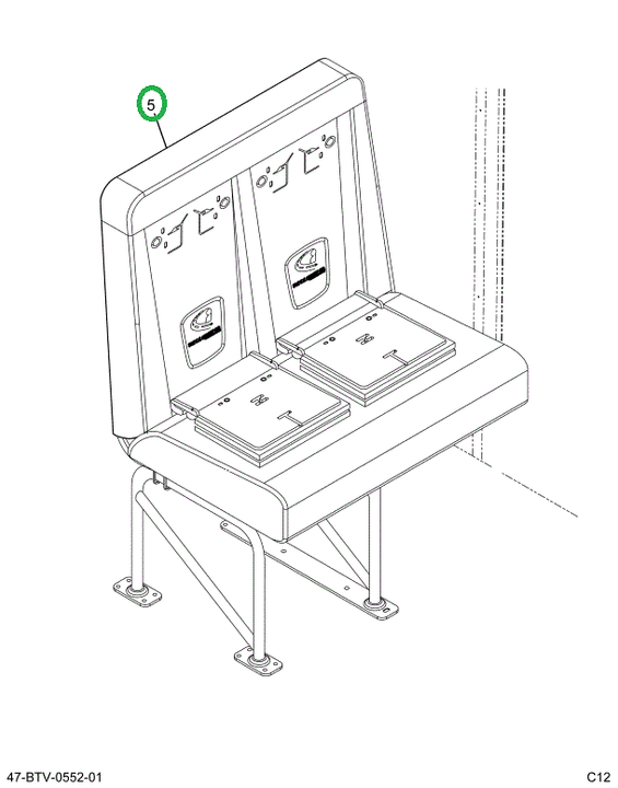 2239393C92 Seat, Left Hand, Cr 39 4leg Wa