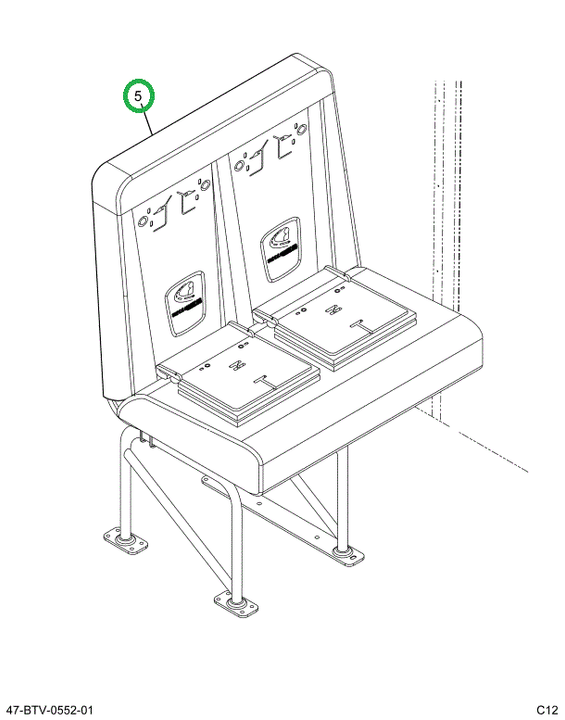 2239394C92 Seat, Lh, Cr 39 4leg Wall 42vn