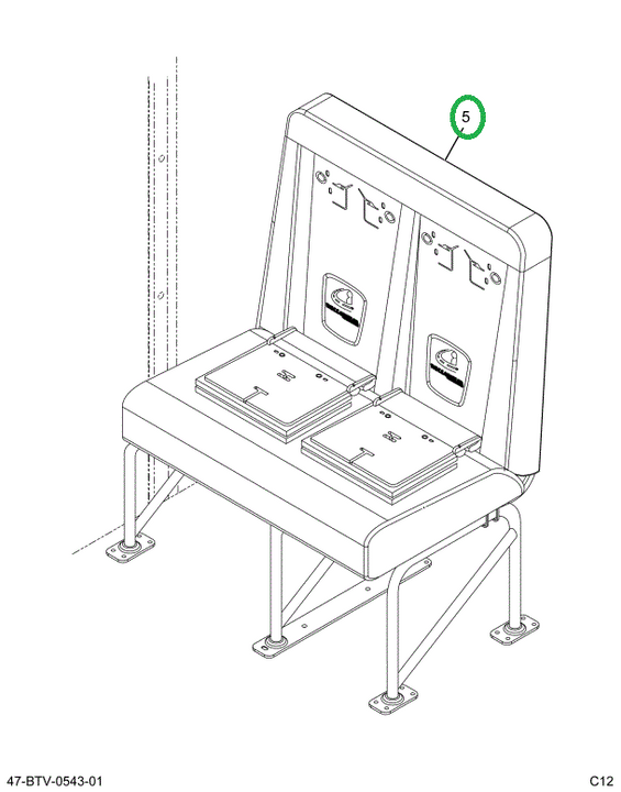 2239487C91 Seat, Right Hand, Cr 39 6leg T