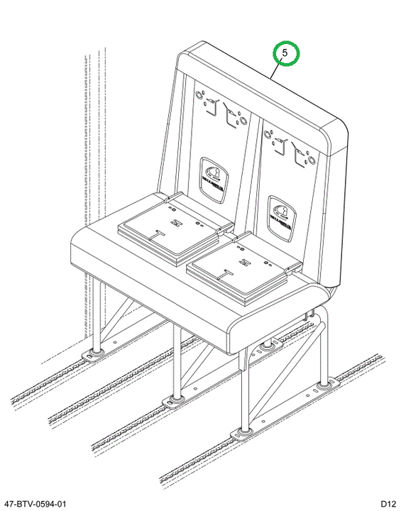 2239488C91 Seat, Right Hand, Cr 39 6leg T