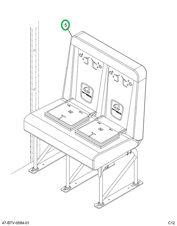 2239493C91 Seat, Right Hand, Cr 39 6leg T