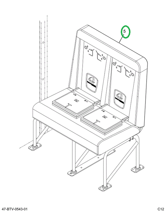 2239495C91 Seat, Right Hand, Cr 39 6leg T