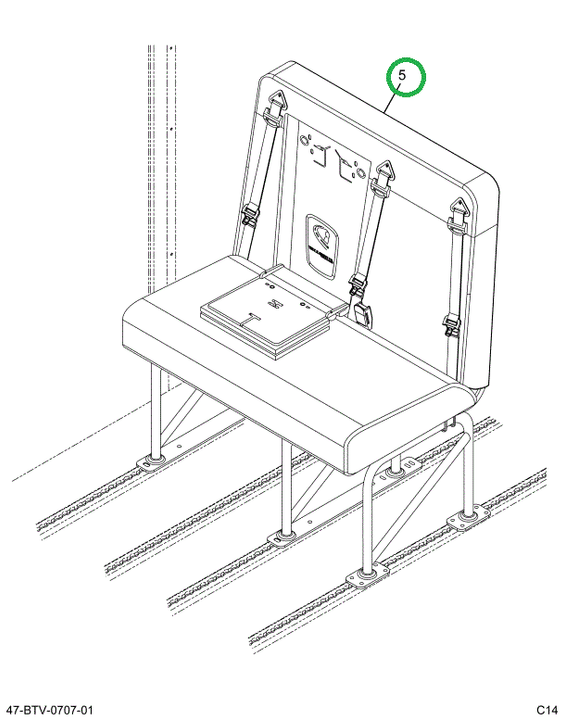 2241552C91 Seat, Right Hand, 3pt/cr 39 4l