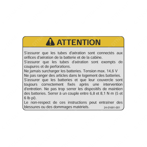 24-01691-001 LABEL-CAUTION,IN-CAB BATTERIES