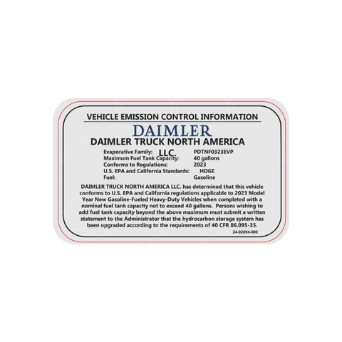 24-02094-000 LABEL-EVAP,CERT,GAS,MY2023