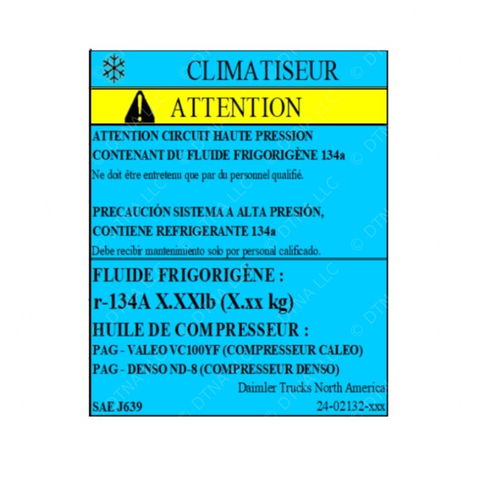 24-02132-000 LABEL-REFRIGERANT CHARGE, F