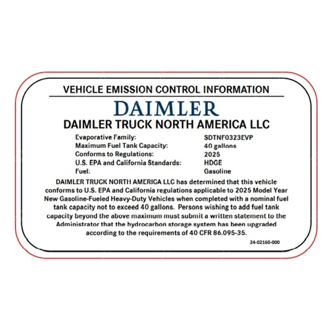 24-02160-000 LABEL-EVAP,CERT,GAS,MY2025