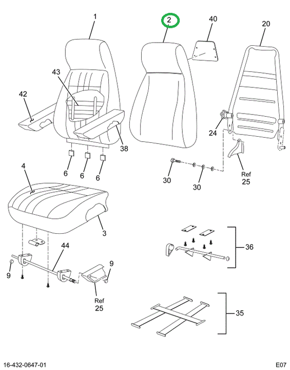 2501705C91 CUSHION BCK HI BRW V/V