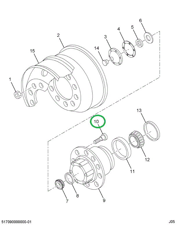2502212C1 STUD WHEEL HUB RT