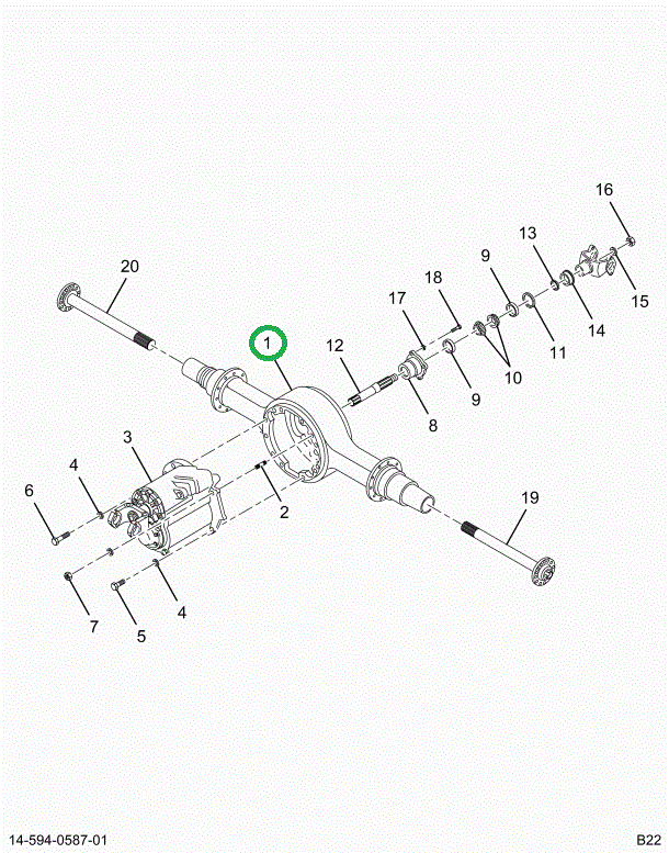 2502532C1 Housing, Axle, Forward/rear