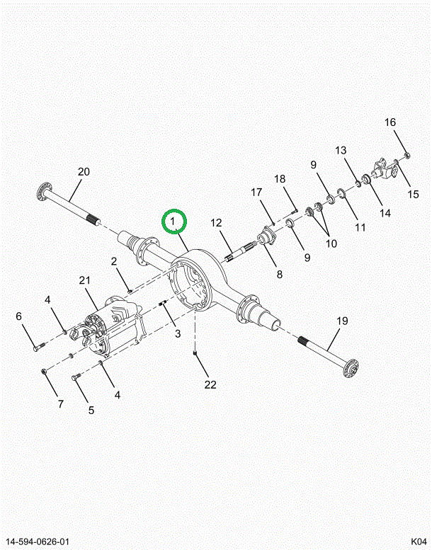 2502908C1 HOUSING F/R AXLE 14GSB AIR SW