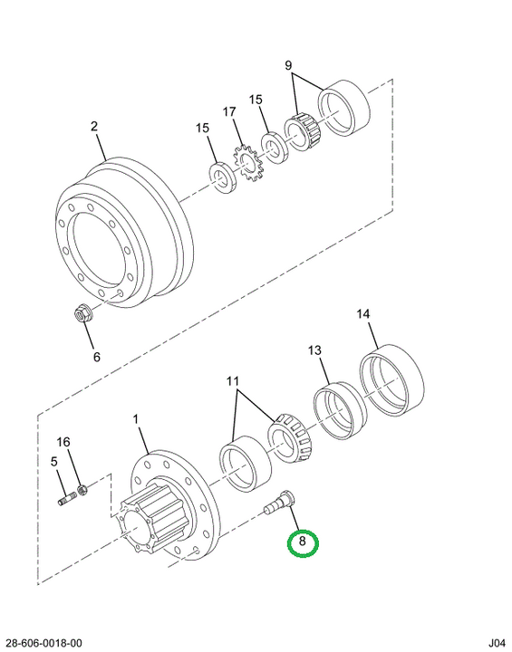 2503856C1 BOLT HH WHL HUB M22 X 3.84