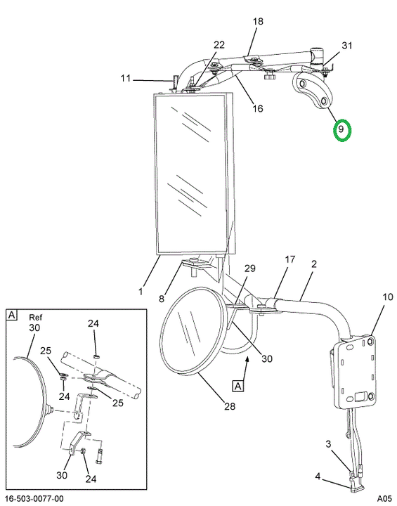 2503940C1 BRACKET MIRROR UPR MTG RH