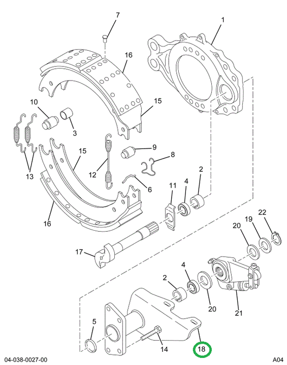 2505229C91 Bracket, Brake Camshaft And Ch