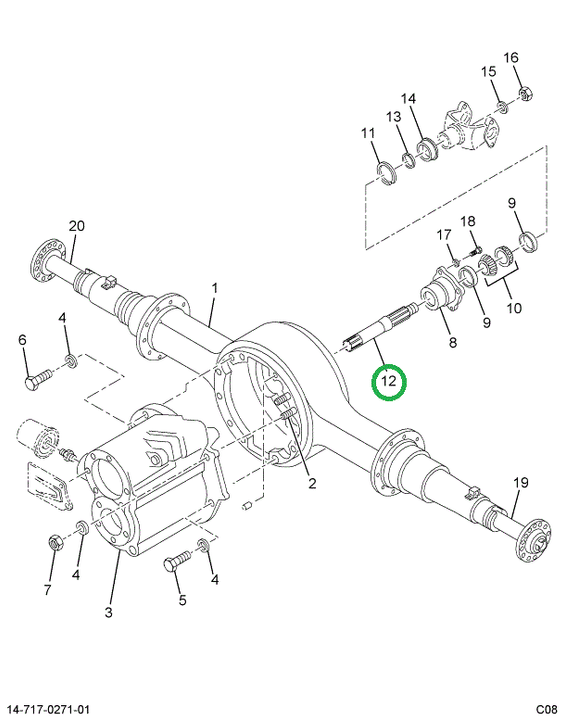 2505308C91 SHAFT ASSY OUTPUT W/NUT