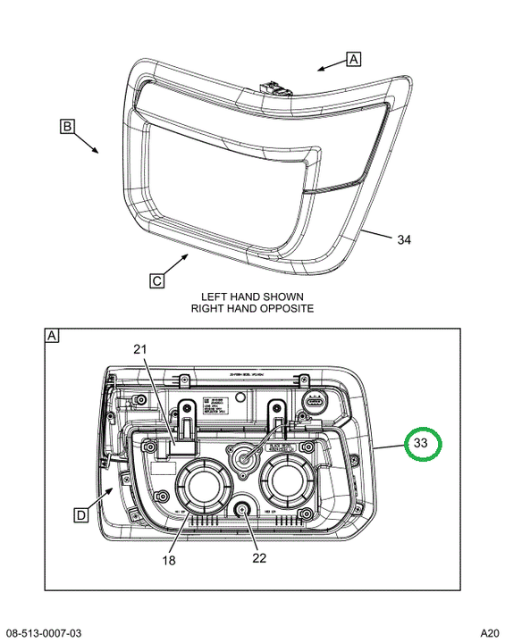 2515350C1 Bezel, Outer, Black Right Hand