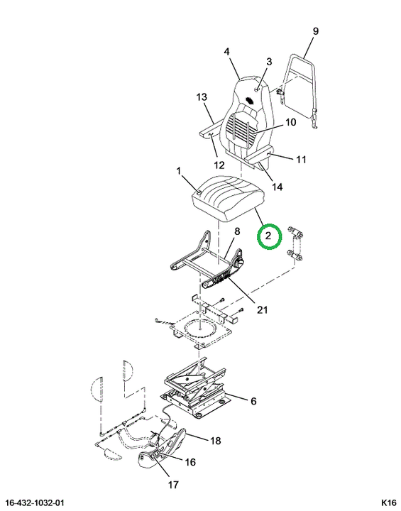 2516507C1 COVER, SEAT CUSHION, CHR BLK
