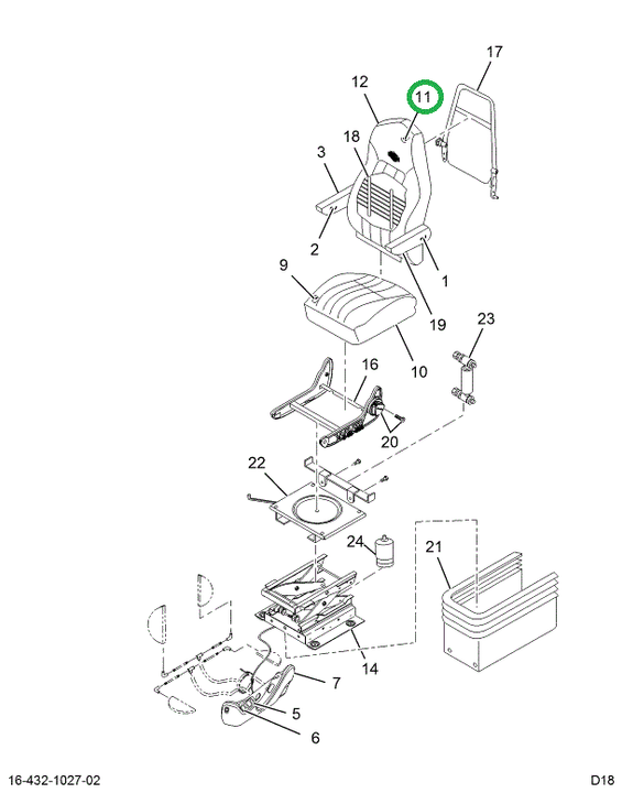 2516512C91 CUSHION,UPHLSTRD BCK, CHRCL MR
